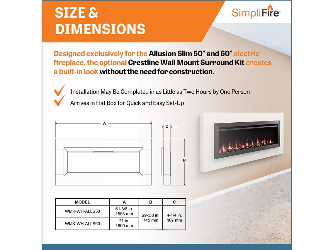 SimpleFire Allusion Slim Electric Fireplace