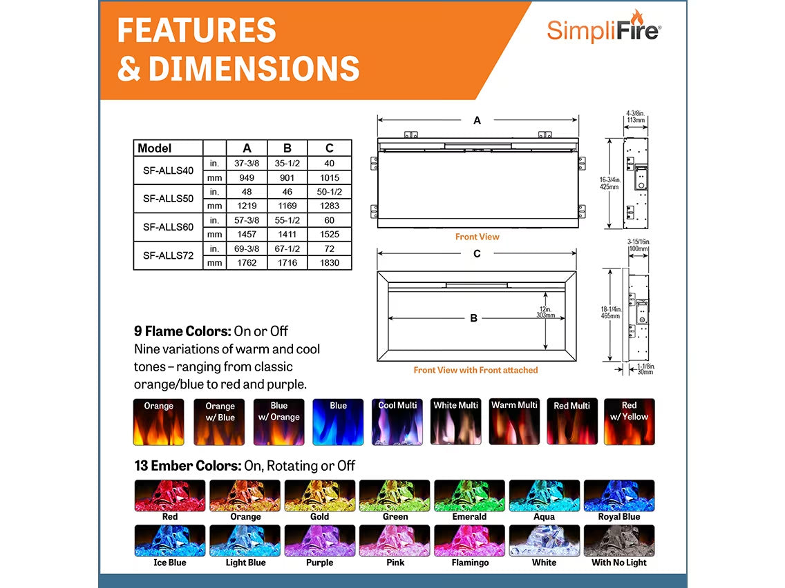 SimpleFire Allusion Slim Electric Fireplace
