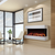 electric three-sided fireplace on wall in condo