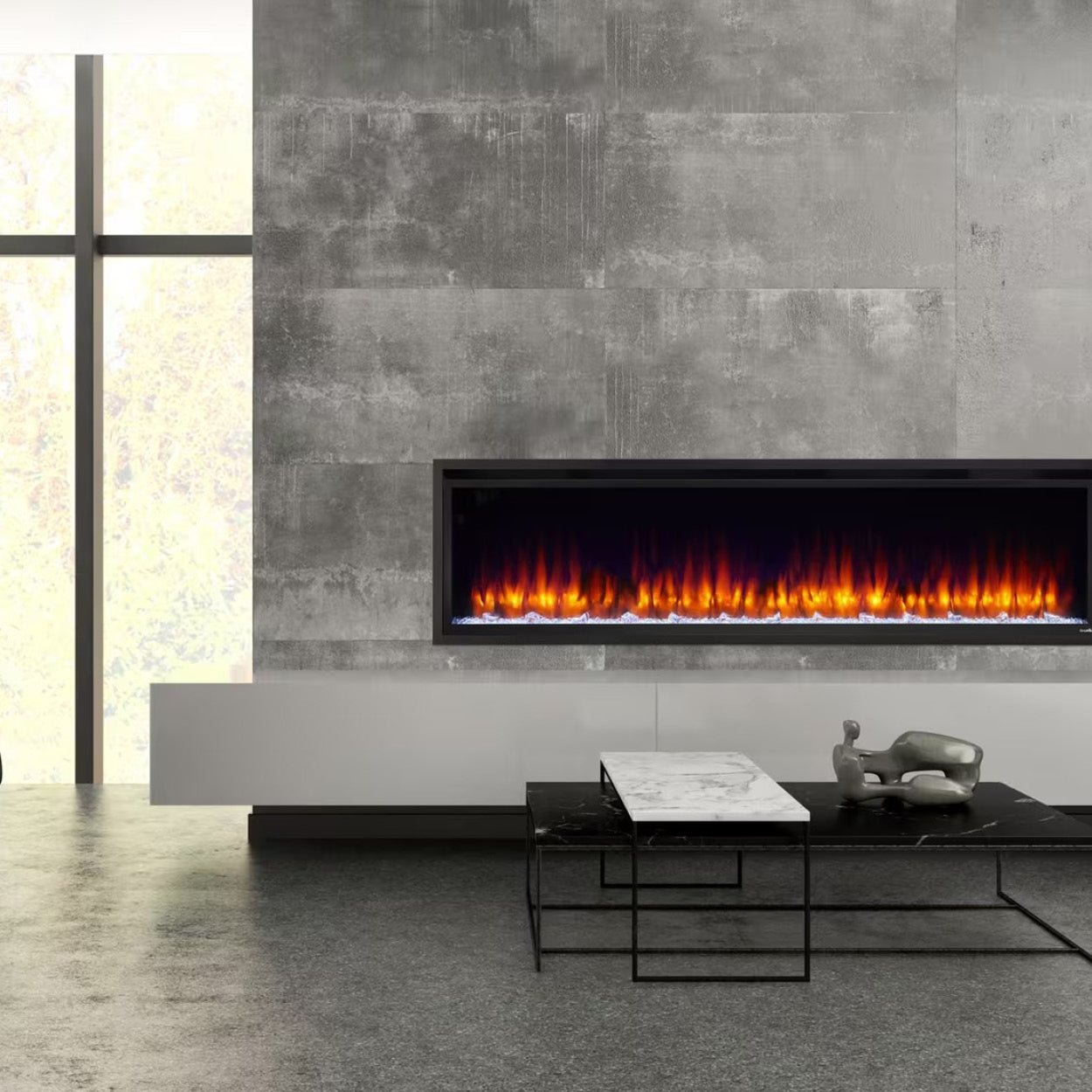 洋楽 PLATINUM SIDE SimpliFire Allusion Platinum Wall-mounted Fireplace - Fireside