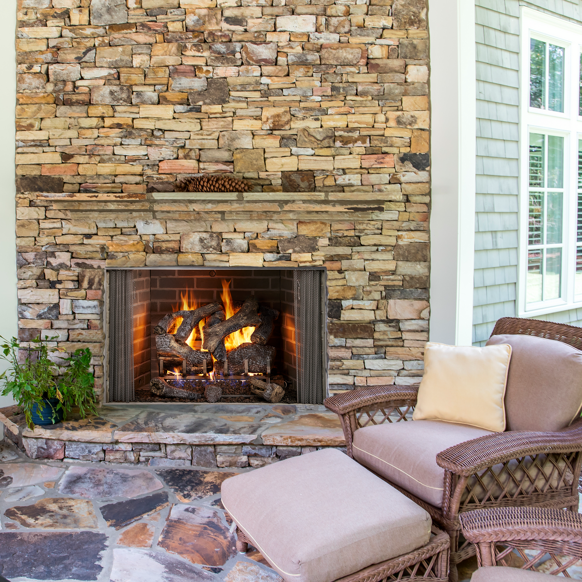 Outdoor Lifestyles Cottagewood Outdoor Wood Fireplace